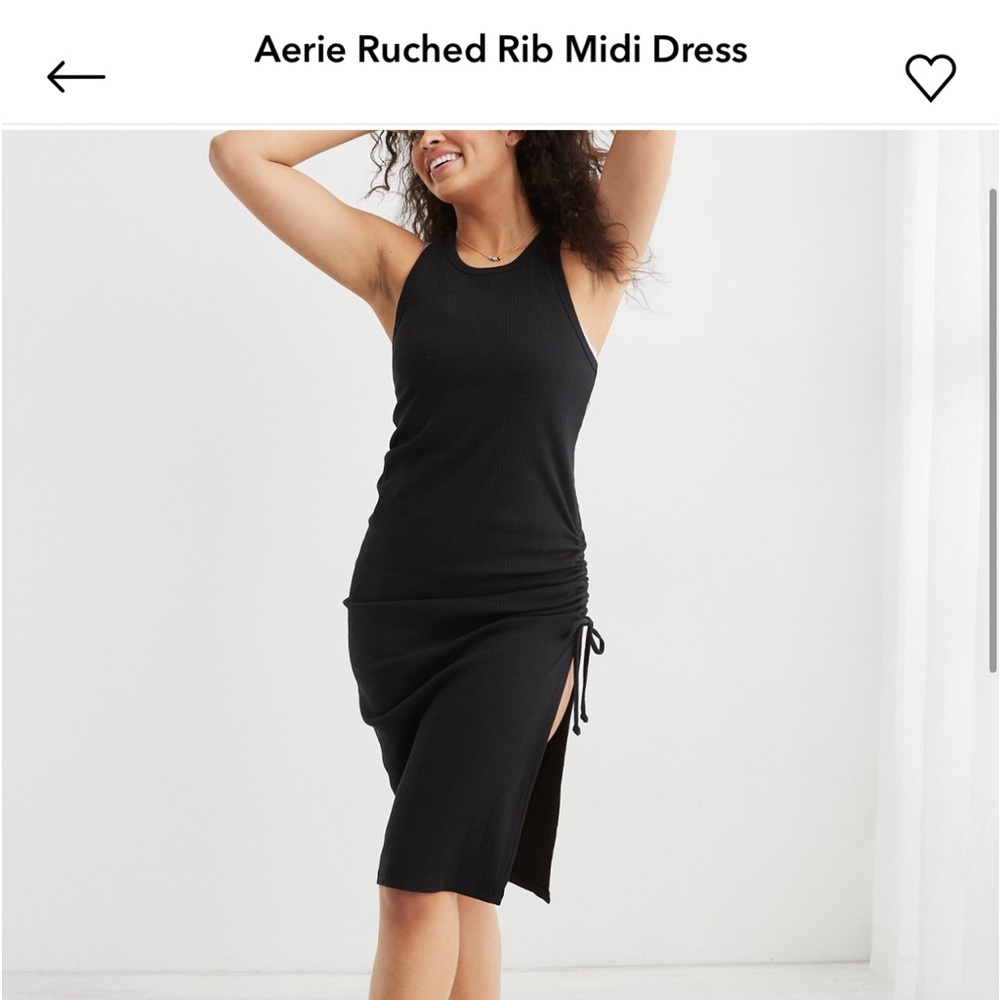 ISO AERIE RUCHED RIB MIDI DRESS